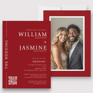 Modern Minimal QR Code & Photo All-In-One Invitation