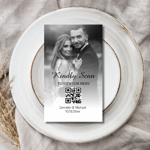 modern minimal  qr code wedding menu photo card 
