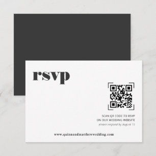 Modern Minimal QR Code Wedding RSVP Card