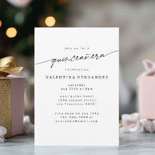 Modern Minimal Quinceanera Birthday Party Script  Invitation