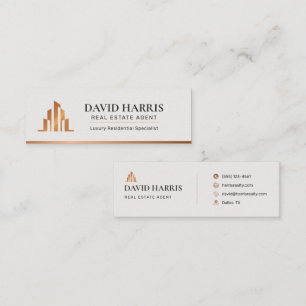 Modern Minimal Real Estate Agent Copper Luxury Mini Business Card
