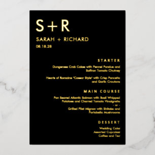 Modern Minimal REAL FOIL Elegant Menu Card