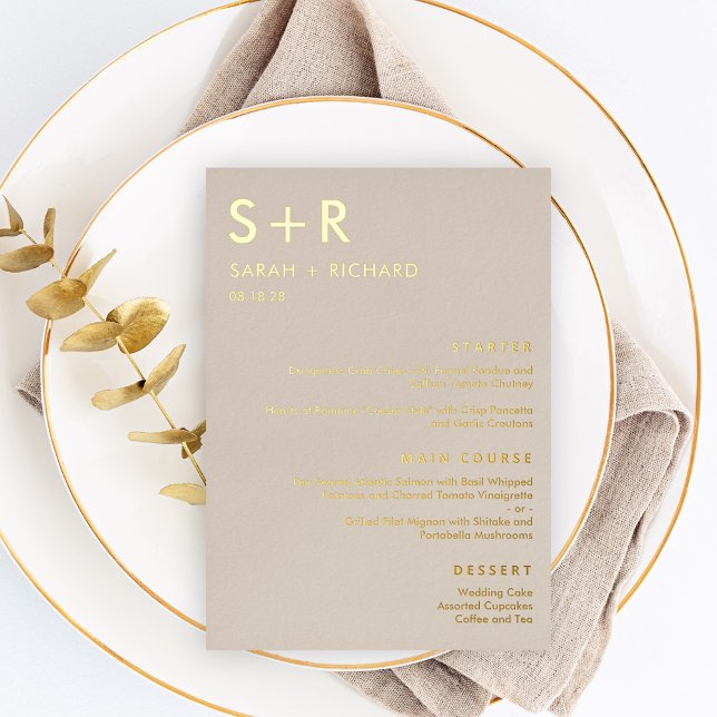 Modern Minimal REAL FOIL Elegant Menu Card (Creator Uploaded)