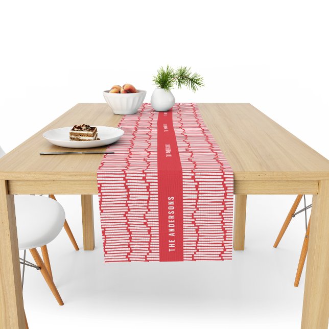 Modern minimal red abstract scandi holiday decor medium table runner (Creator Uploaded)