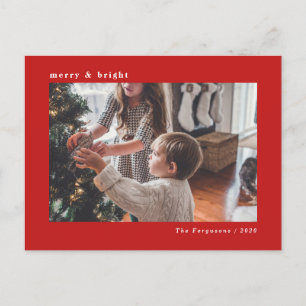 Modern Minimal Red Christmas Holiday Photo Card