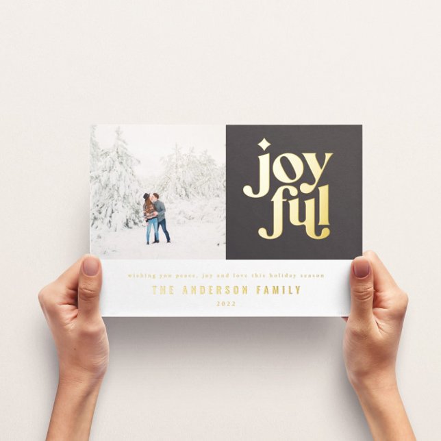 Modern minimal red Christmas typography  Foil Holiday Card (Creator Uploaded)