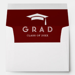 Modern Minimal Red Graduation Cap Invitation Envelope
