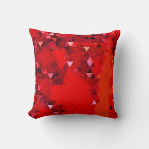 Modern Minimal Red Grunge Triangles Abstract Throw Pillow