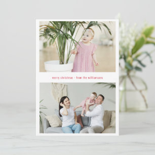 Modern Minimal Red Typographic Christmas Photo Holiday Card