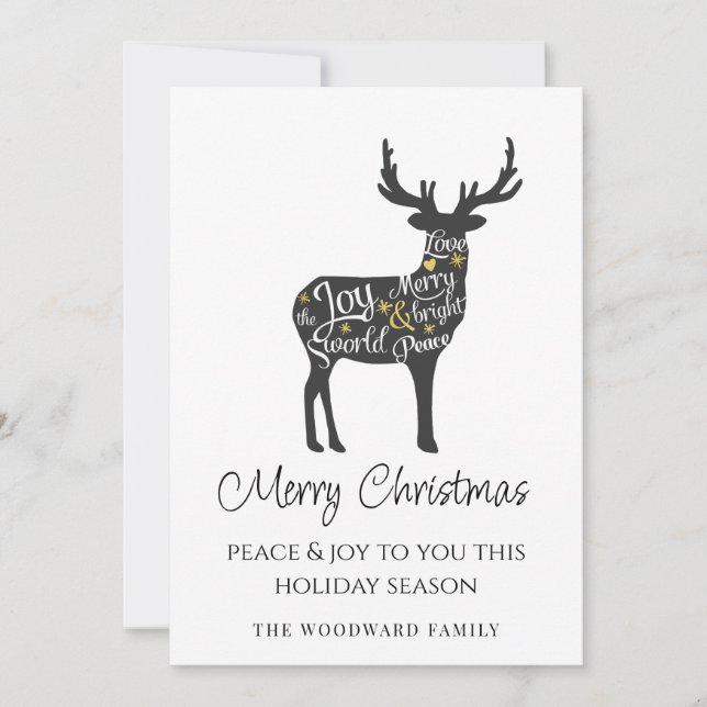 Modern Minimal Reindeer Card (Front)