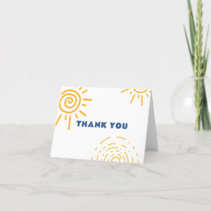 Modern Minimal Retro Sun Baby Shower Thank You Card