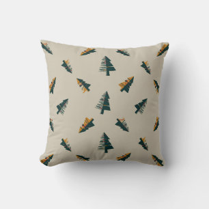 Modern Minimal Retro Trees Throw Pillow