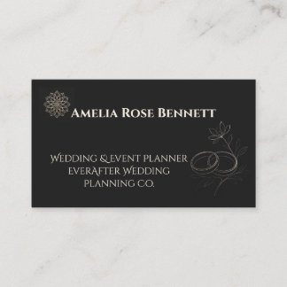 Modern Minimal Rings Floral |Wedding Event Planner Business Card