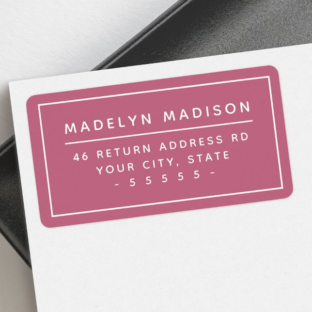 Modern minimal rose mauve return address label (Modern minimal rose mauve return address label)