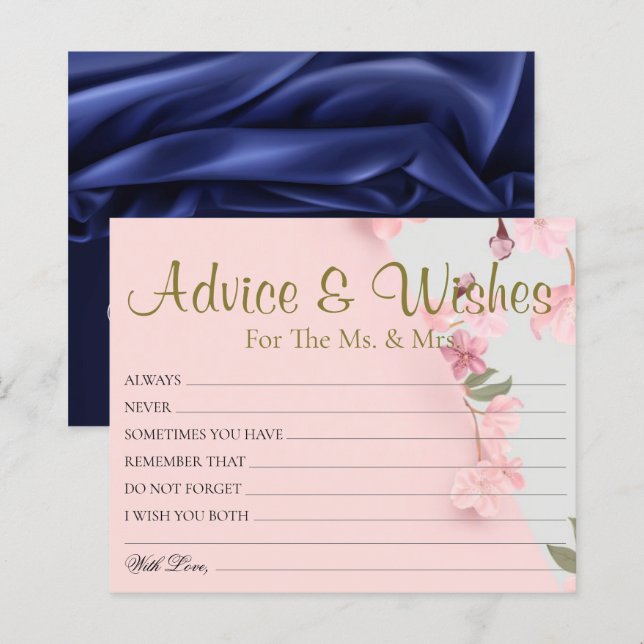 Modern Minimal Rosy Wedding Advice Wishes Cards (Front/Back)