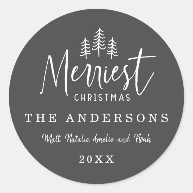 modern minimal rustic multi photo classic round sticker (Front)