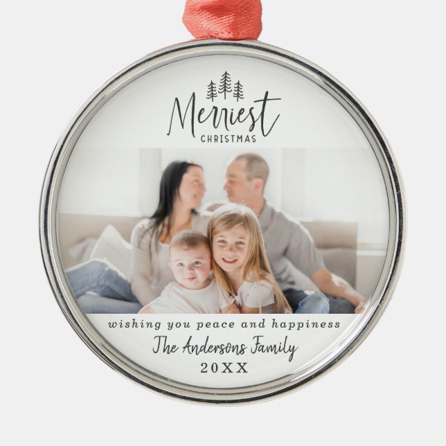 modern minimal rustic multi photo metal ornament (Front)