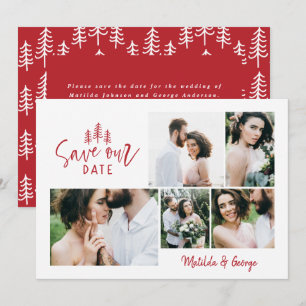 modern minimal rustic multi photo wedding save the date