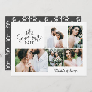 modern minimal rustic multi photo wedding save the date