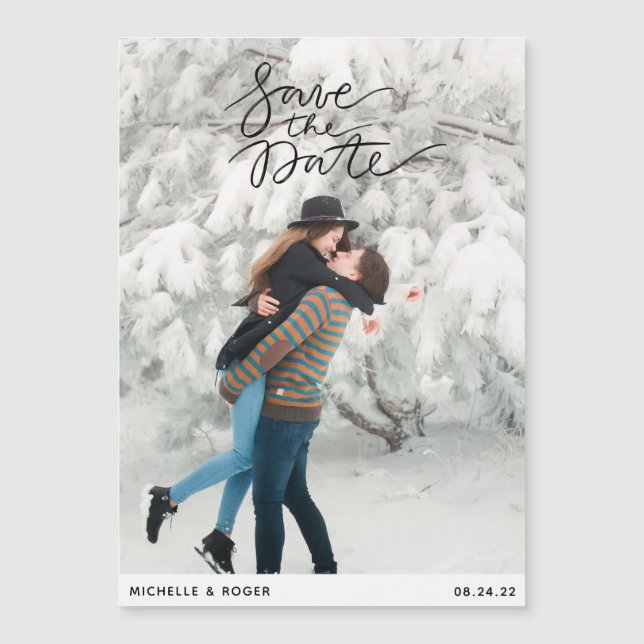 modern minimal rustic photo Save The Date Card (Front)