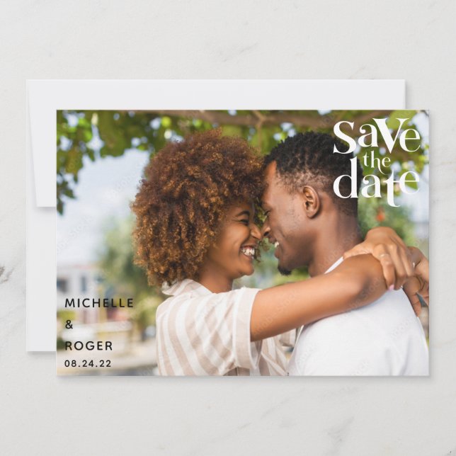 modern minimal rustic photo Save The Date Card (Front)