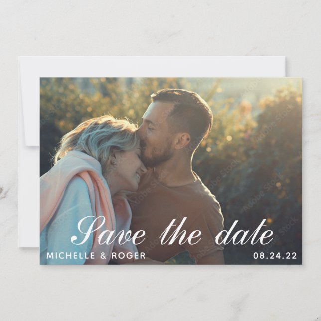 modern minimal rustic photo Save The Date Card (Front)