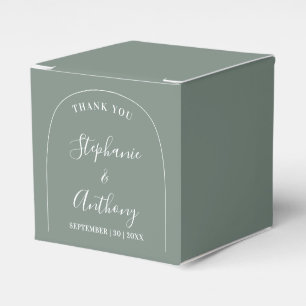 Modern Minimal Sage Green and White Arch Thank You Favor Box