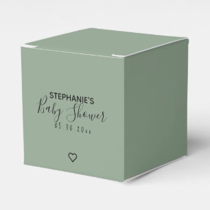 Modern Minimal Sage Green Heart Baby Shower Favor Box