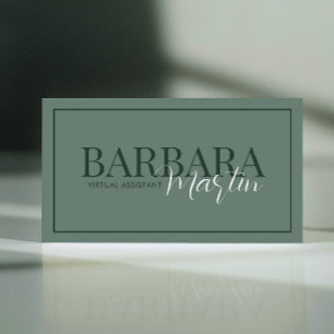 Modern Minimal Sage Green QR Code  Business Card