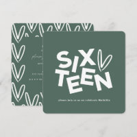 Modern minimal sage green typography 16th birthday