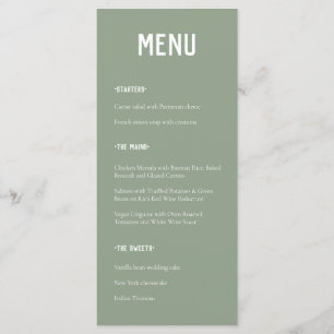 Modern Minimal Sage Green Typography Wedding Menu