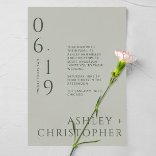 Modern Minimal Sage & Moss Split Date Wedding Invitation