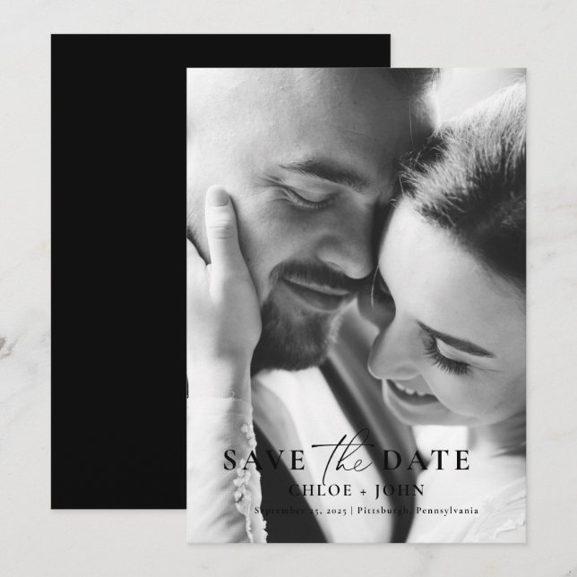 Modern Minimal Save the Date Invitation (Front/Back)