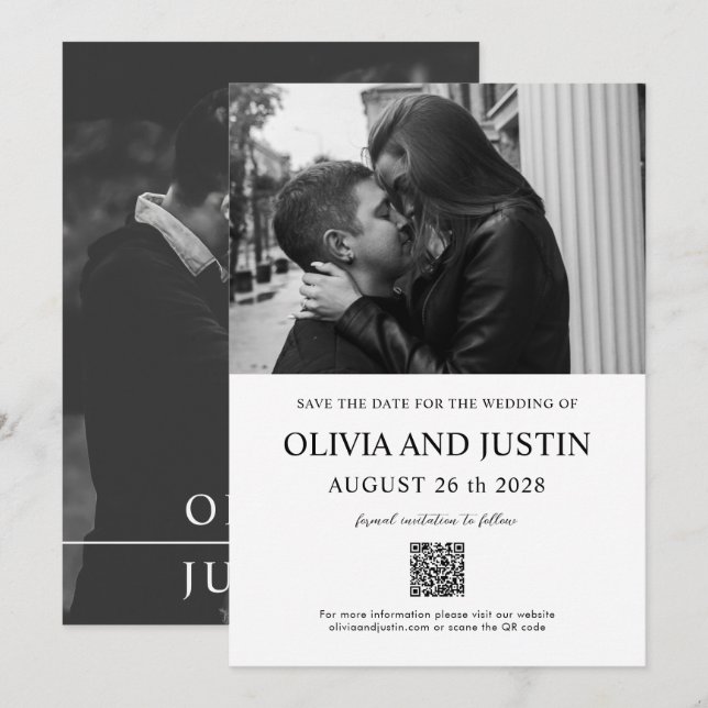 Modern Minimal Save the Date Invitation (Front/Back)