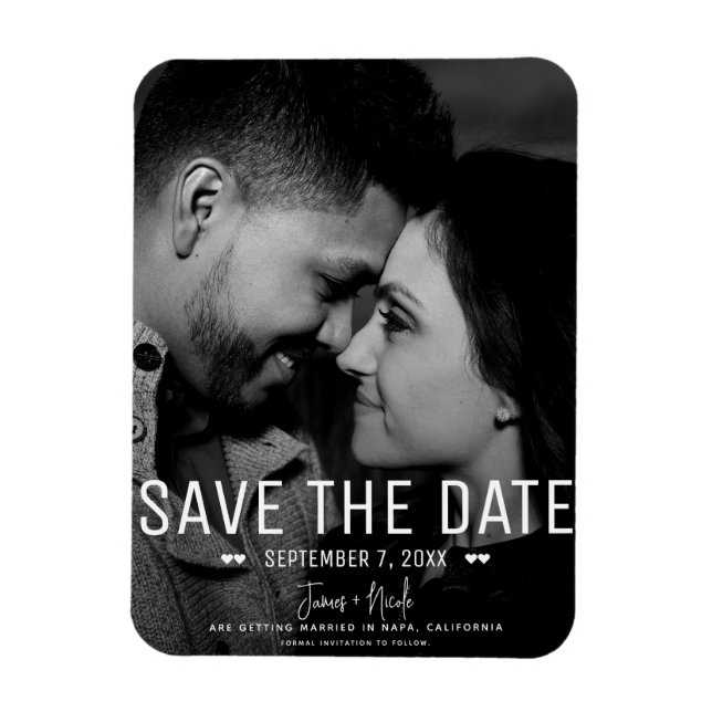 Modern Minimal Save the Date Wedding Photo Magnet (Vertical)