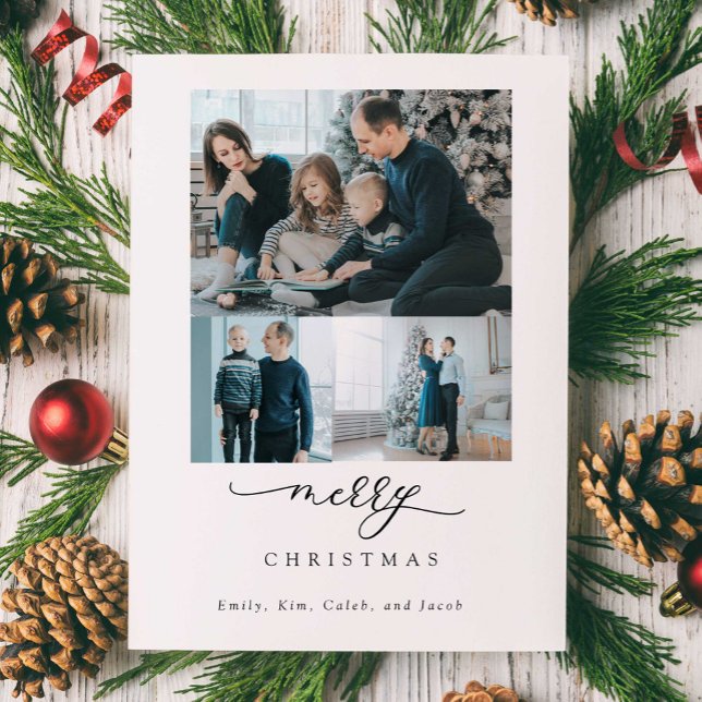 Modern Minimal Script 3 Photo Merry Christmas (Creator Uploaded)
