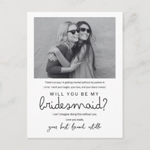 Modern Minimal Script Bridesmaid Photo Card