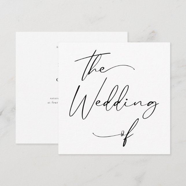 Modern Minimal Script Calligraphy Black Wedding  I Invitation (Front/Back)