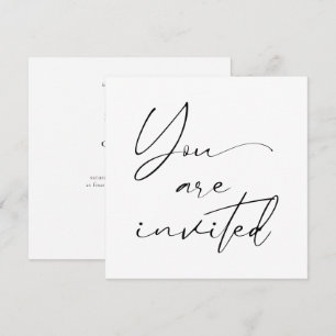Modern Minimal Script Calligraphy Black Wedding Invitation