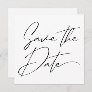 Modern Minimal Script Calligraphy Black Wedding Save The Date