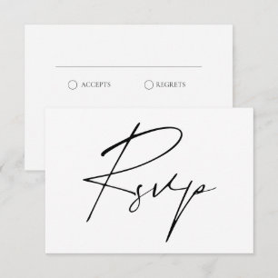 Modern Minimal Script Calligraphy Wedding RSVP Card