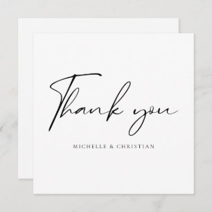 Modern Minimal Script Calligraphy Wedding Thank You Card
