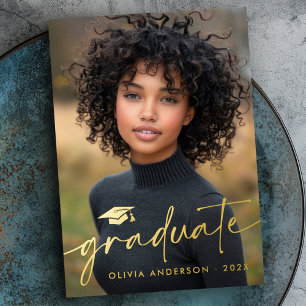 Modern minimal script cap photo graduation real