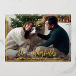 Modern Minimal Script Christmas Gold Foil Holiday Card<br><div class="desc">Modern Minimal Script Christmas Gold Foil Holiday Card that is easy to personalize with our design tool. Upload your photos and add your details by clicking the "Personalize" link to create a unique Christmas Holidays Greetings Card to send out to family and friends.</div>
