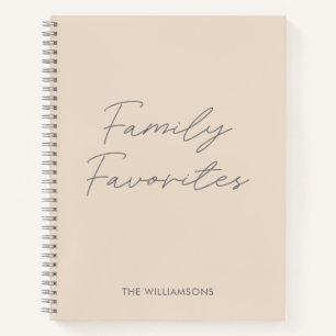 Modern Minimal Script Cream Blush Cooking Recipe Notebook