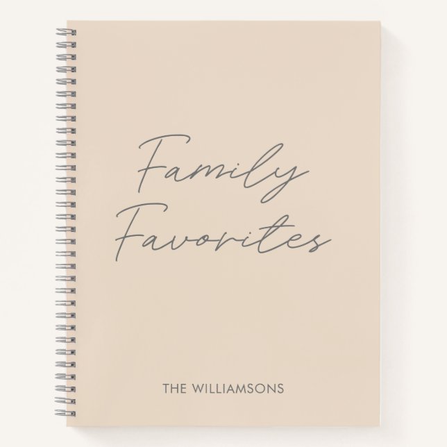 Modern Minimal Script Cream Blush Cooking Recipe Notebook (Front)