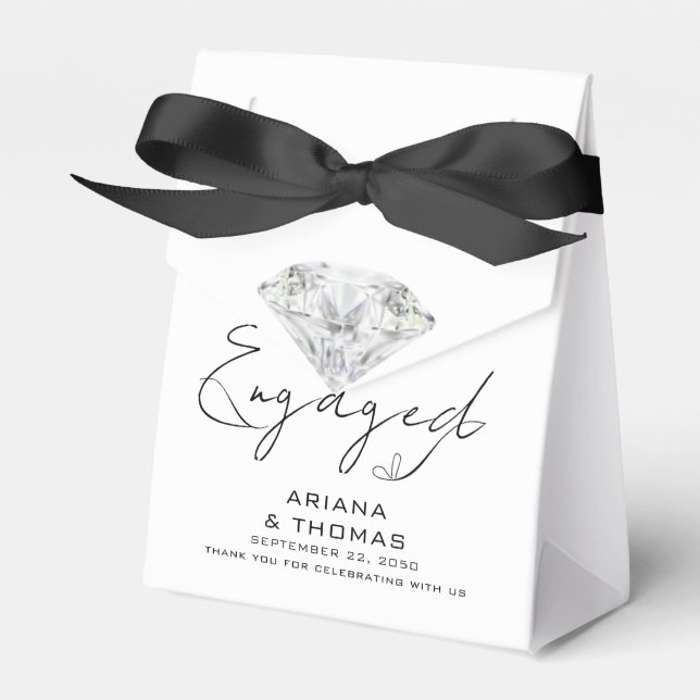 Modern Minimal Script Engagement Party Favor Box (Front Side)