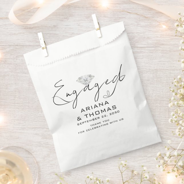 Modern Minimal Script Engagement Party Favour Bag (Clipped)
