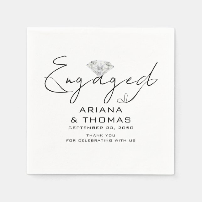 Modern Minimal Script Engagement Party Napkin (Front)