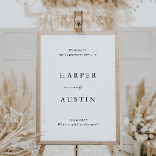 Modern Minimal Script Engagement Party Welcome Poster